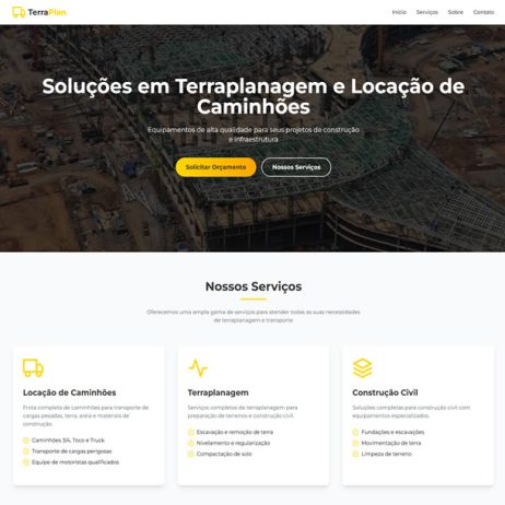 Tema Site HTML Terraplanagem em Português Modelo de Site R1969